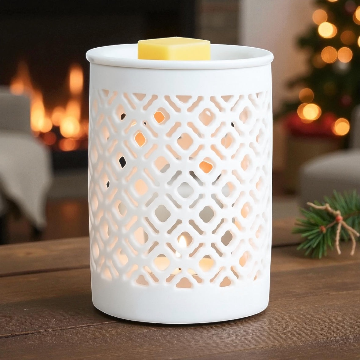 White Matte Lattice Wax Burner